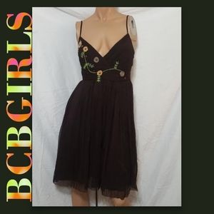 New BCBGIRLS 100% Silk BROWN DRESS